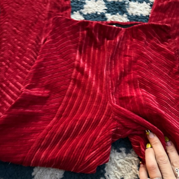 Free People red velvet flare pants - Picture 3 of 4